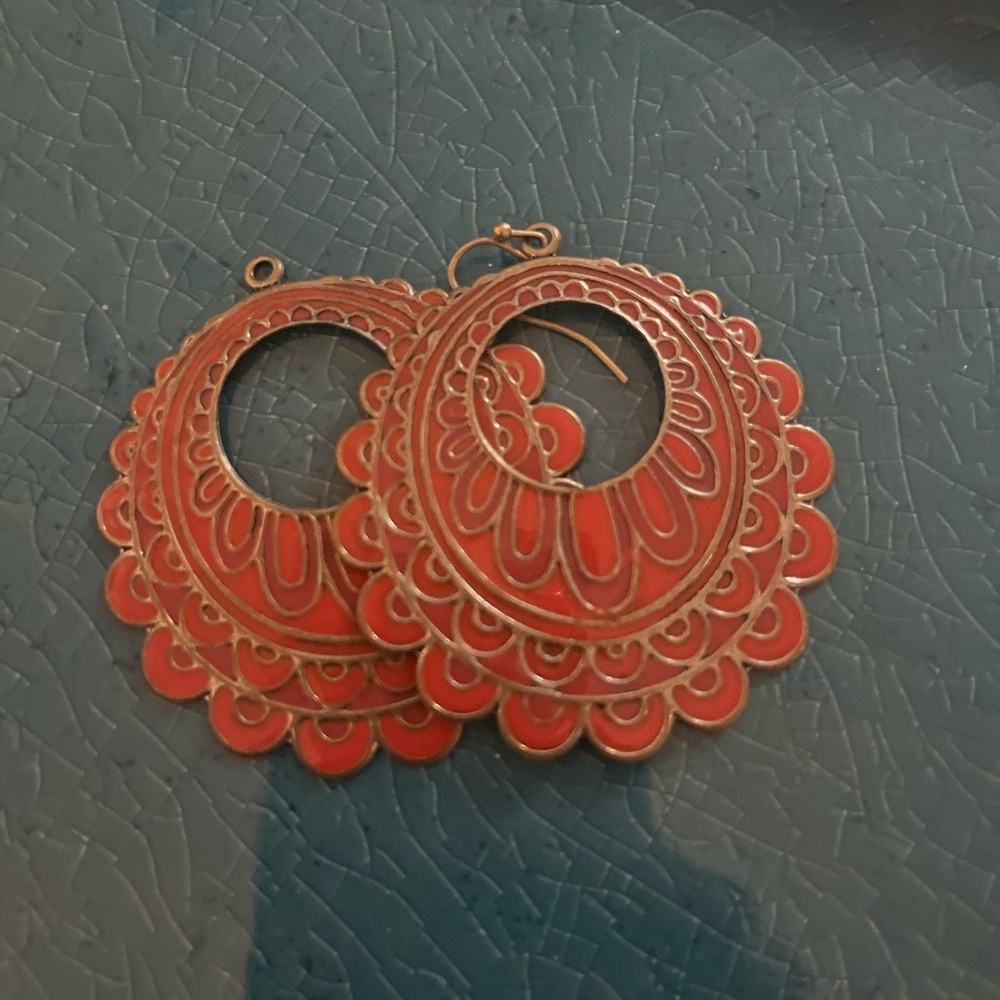 Metal earrings - orange